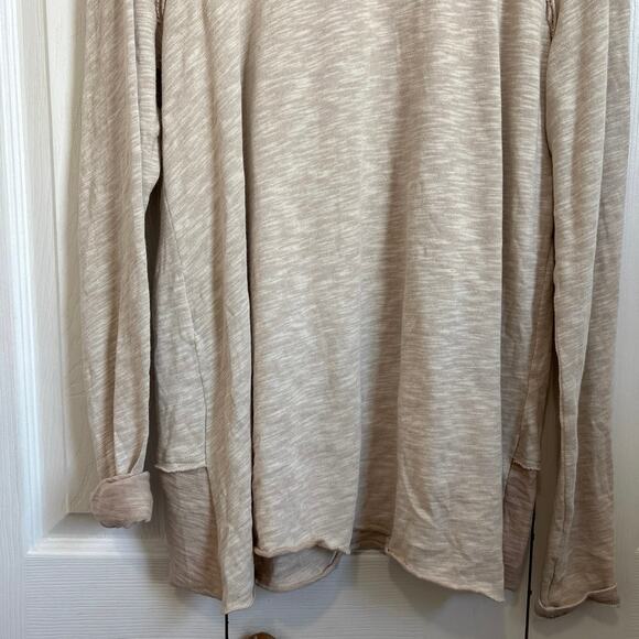 Free People Beach beige cowl neck slub cotton top Two Body M/L - Picture 3 of 8